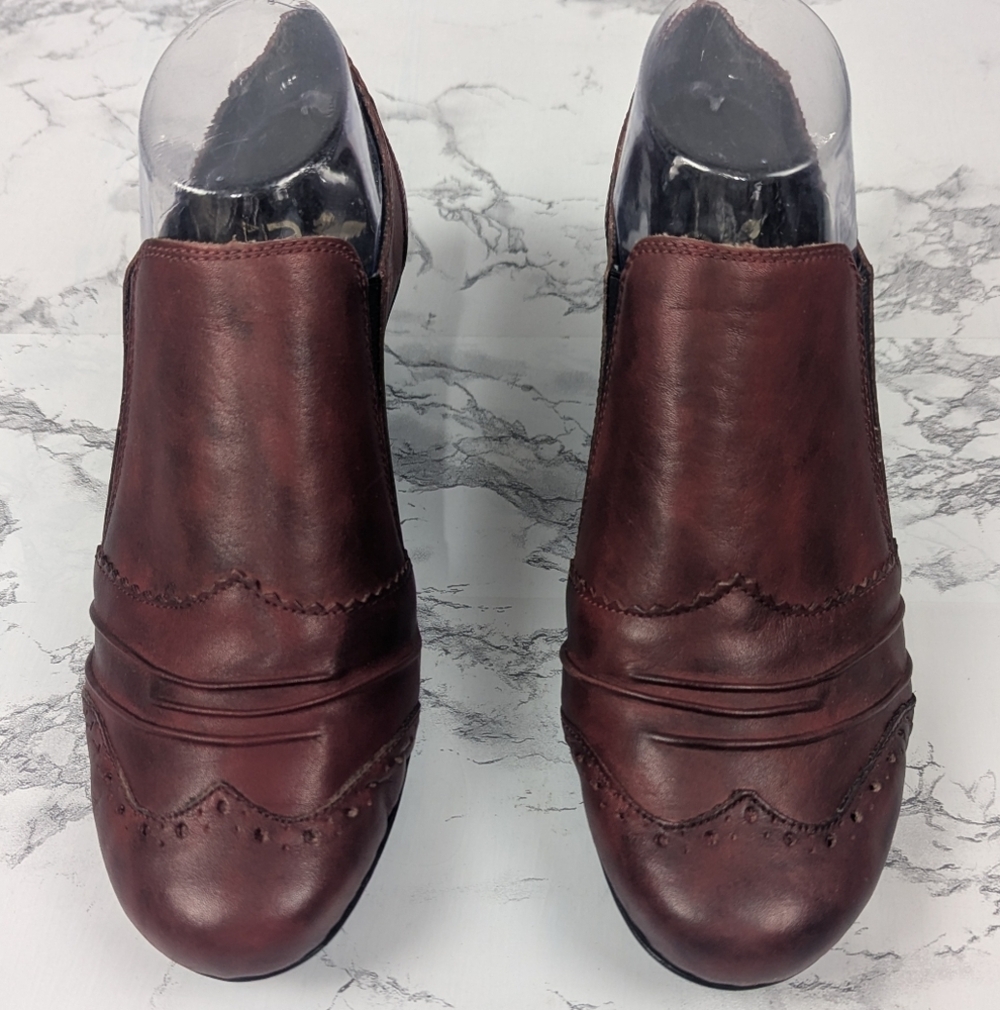 Rieker Mariah 30 Burgundy Leather Slip On Booties - EU 39 / US 8-8.5